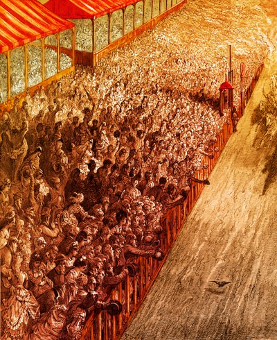 Victoriaanse Derby finish gravure door Gustave Doré door Gustave Dore